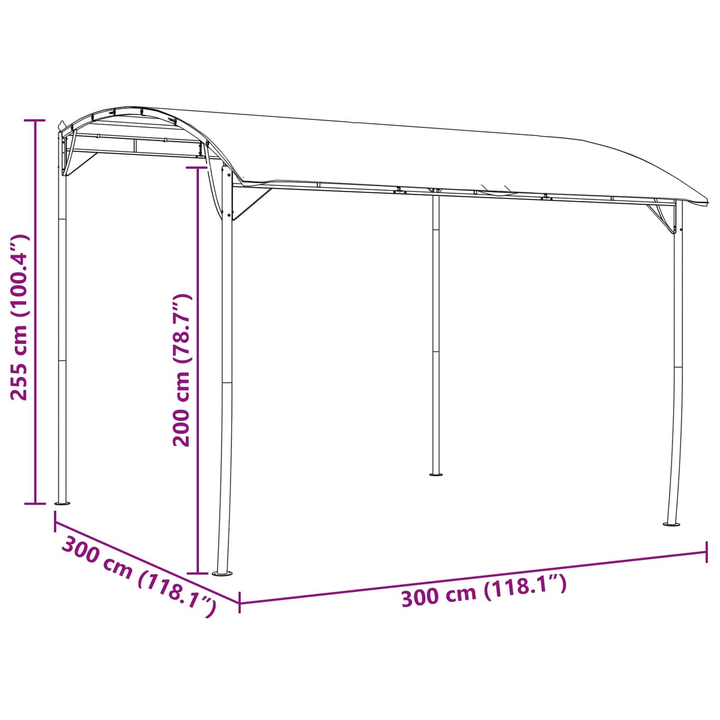 Pavillon 3 x 3 x 2,55 m Grün Stoff und Aluminium 180