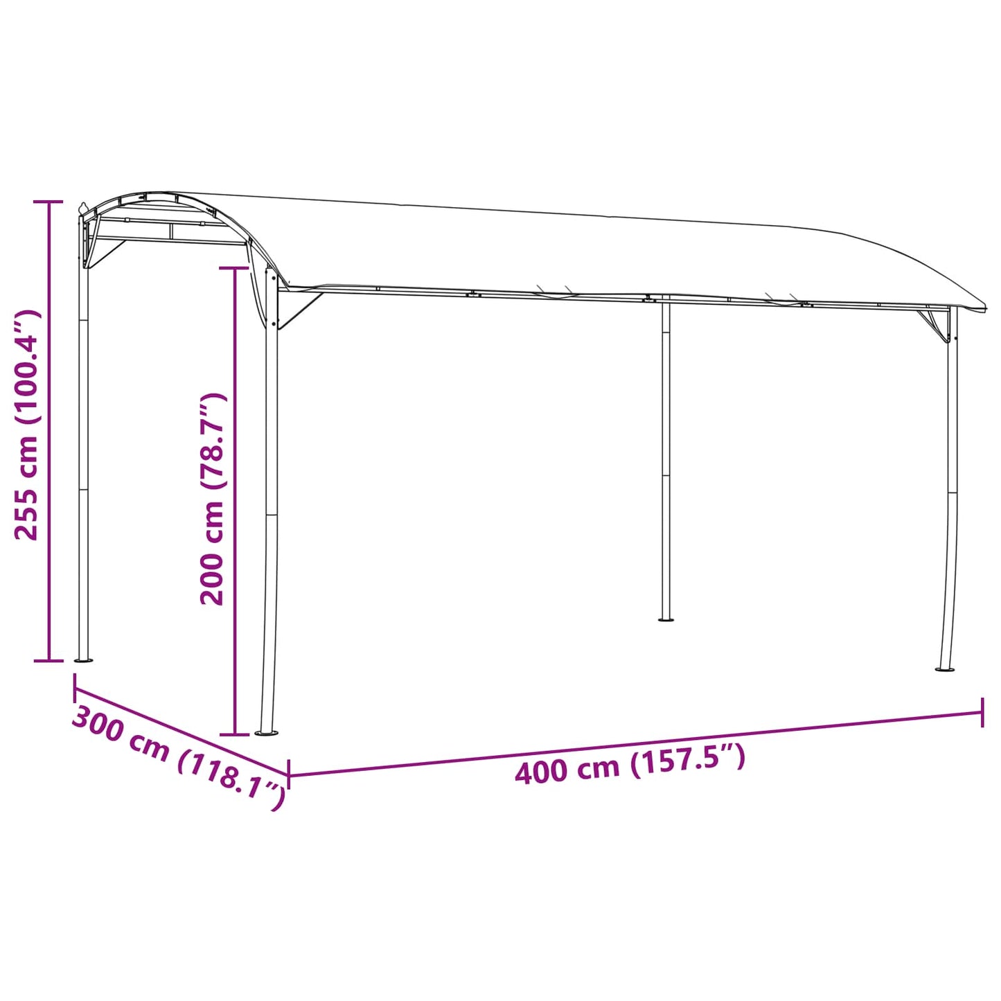 Pavillon 4 x 3 x 2,55 m Grün Stoff und Aluminium 180