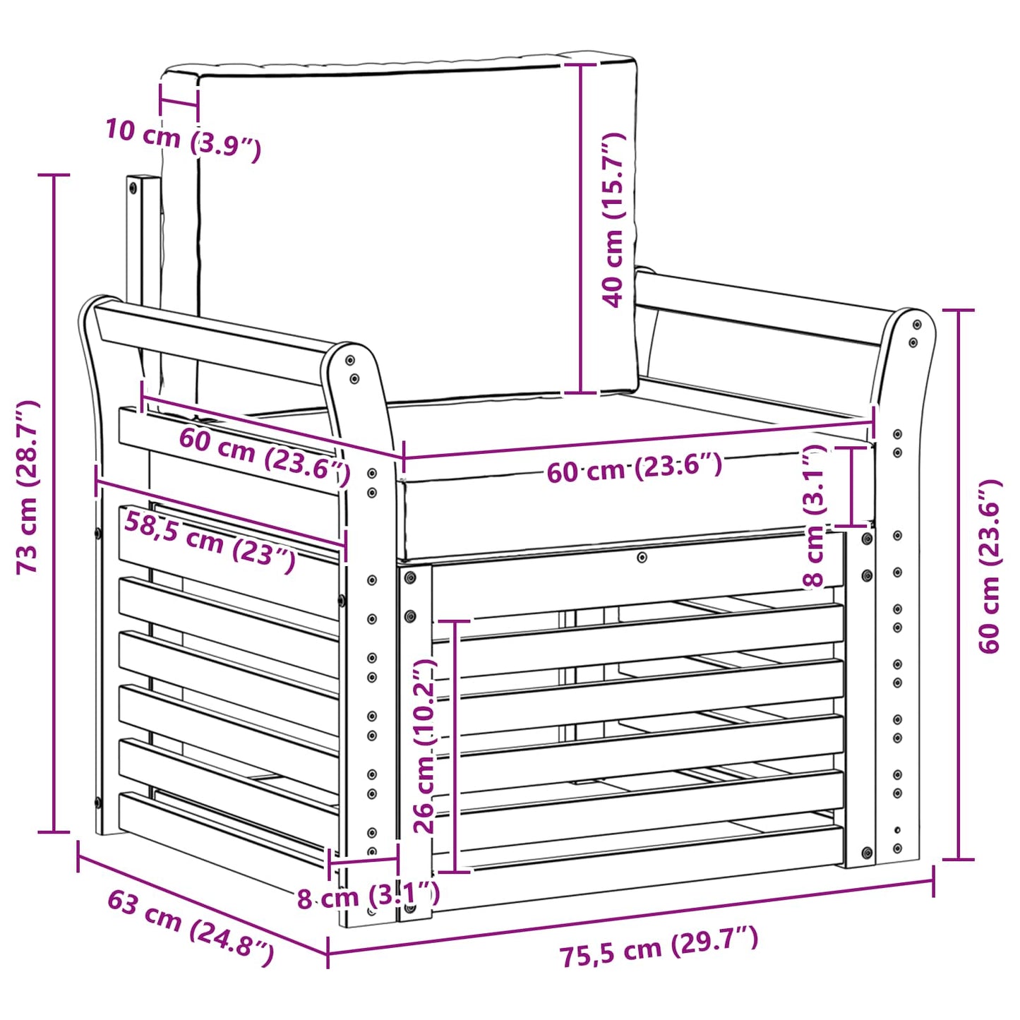 Outdoor-Sofa Massives Akazienholz und Polyester Natur