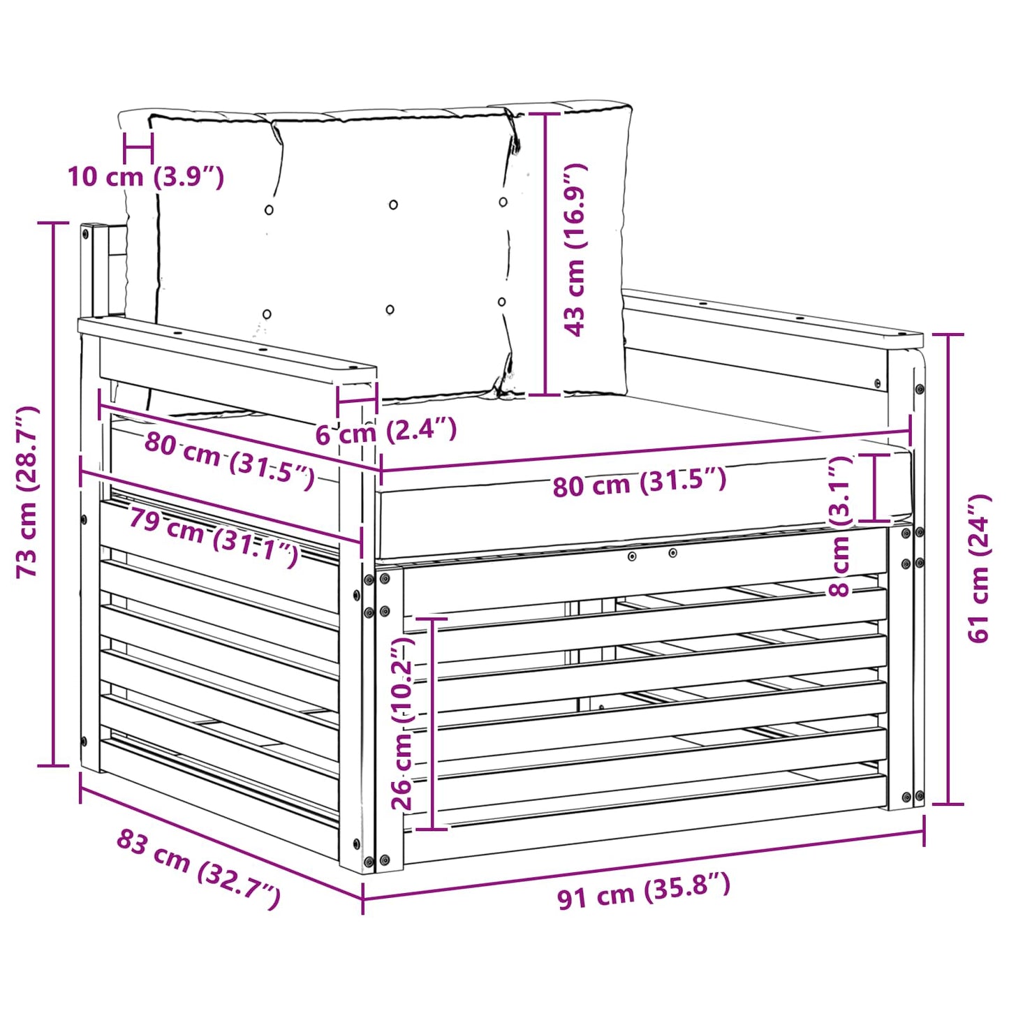 Outdoor-Sofa Massives Akazienholz und Polyester