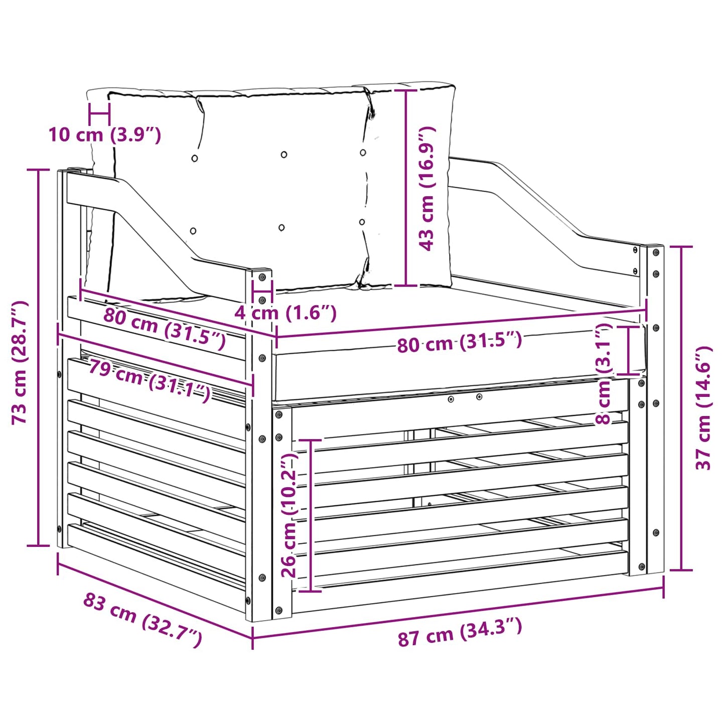 Outdoor-Sofa Natürlich und Hellgrau