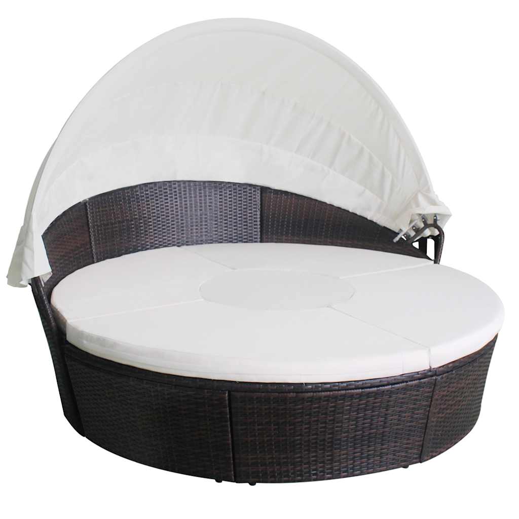 Gartenbetten mit Kissen Braun Poly Rattan
