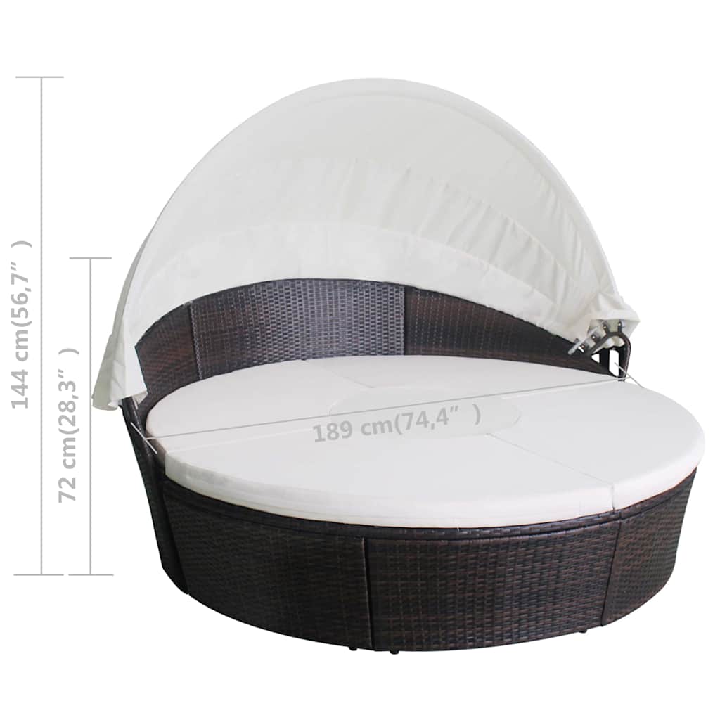 Gartenbetten mit Kissen Braun Poly Rattan