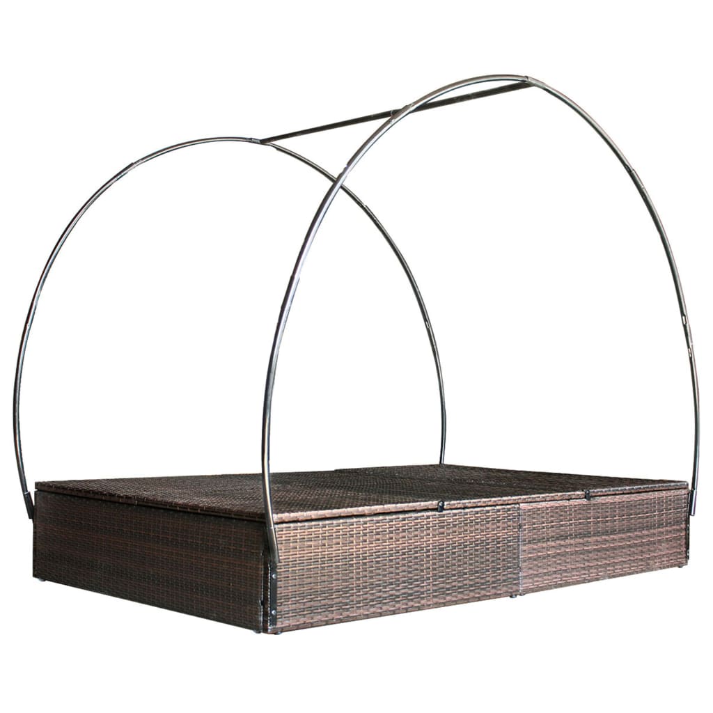 Doppel-Sonnenliege mit Sonnendach Poly Rattan Braun