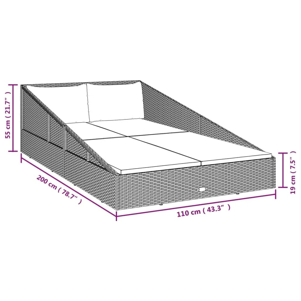 Gartenbett Braun 110x200 cm Poly Rattan