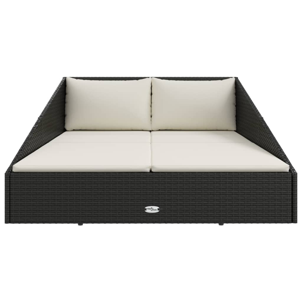 Gartenbett Schwarz 110x200 cm Poly Rattan