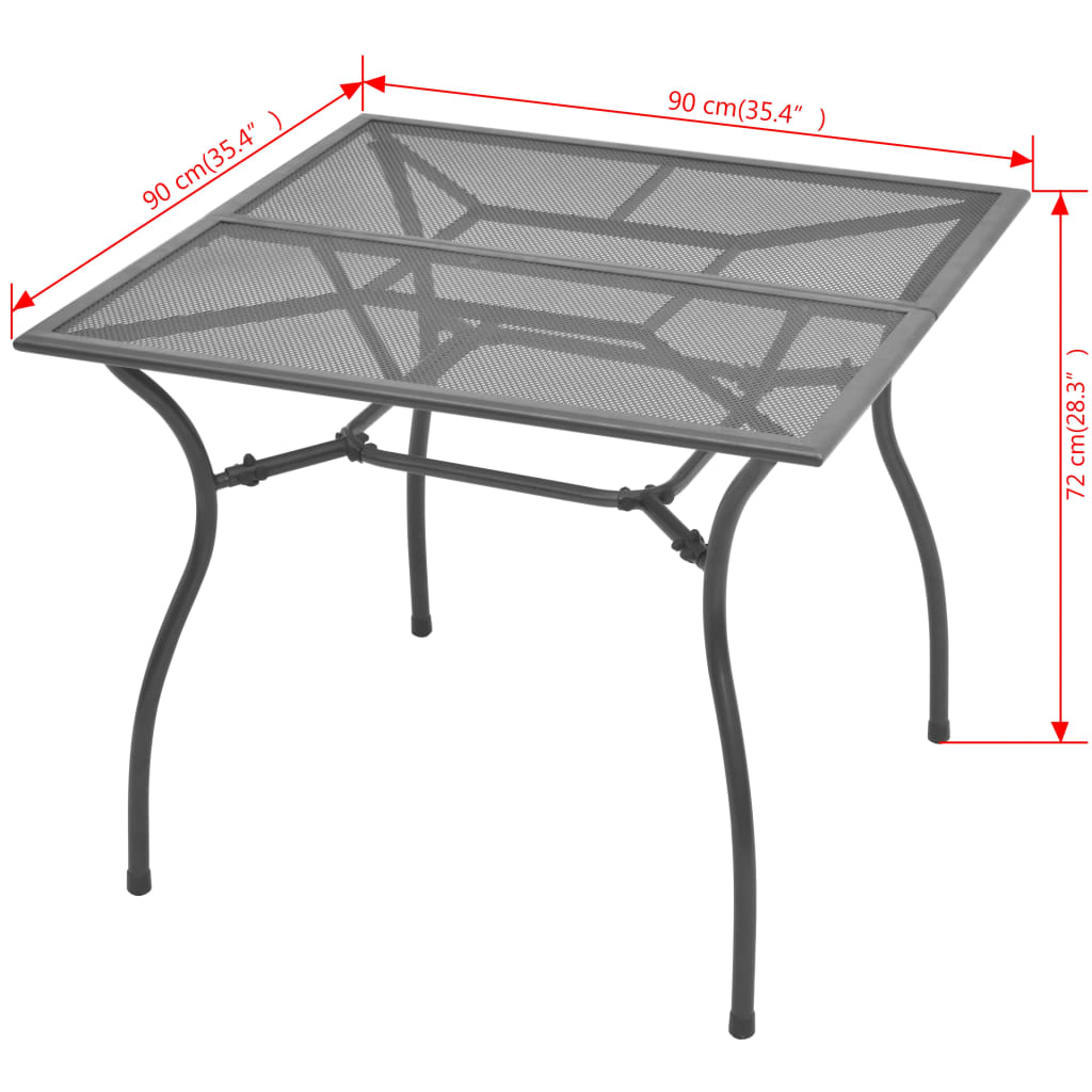Gartentisch 90x90x72 cm Stahlgeflecht