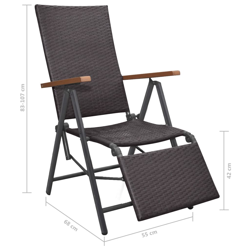 Liegestuhl Poly Rattan Braun