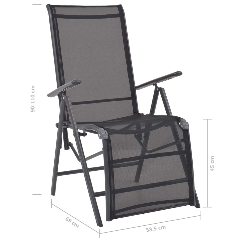 Liegestuhl Aluminium und Textilene Schwarz