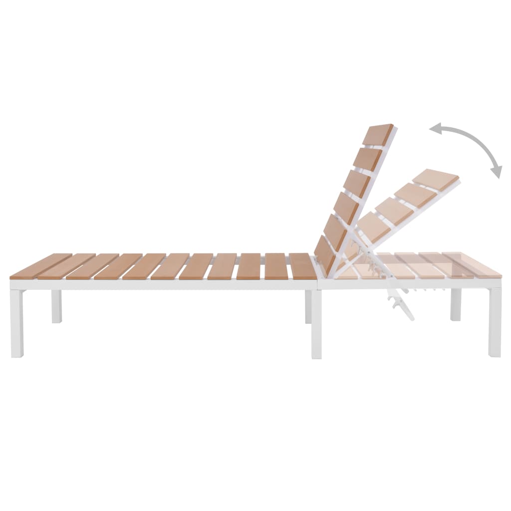 Sonnenliege mit Tisch Aluminium WPC Weiß und Braun