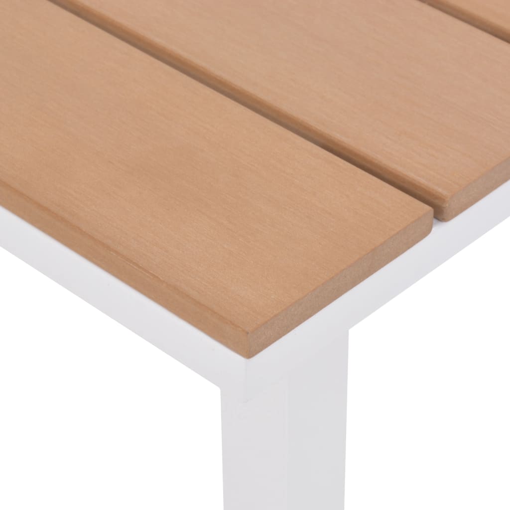 Sonnenliege mit Tisch Aluminium WPC Weiß und Braun