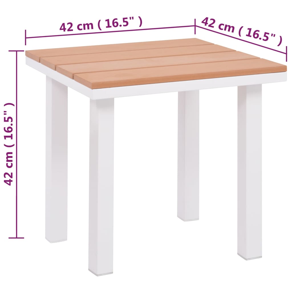 Sonnenliege mit Tisch Aluminium WPC Weiß und Braun