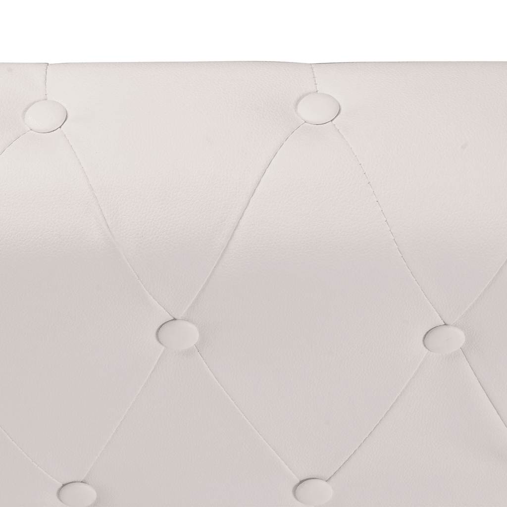Chesterfield-Ecksofa 6-Sitzer Kunstleder Weiß