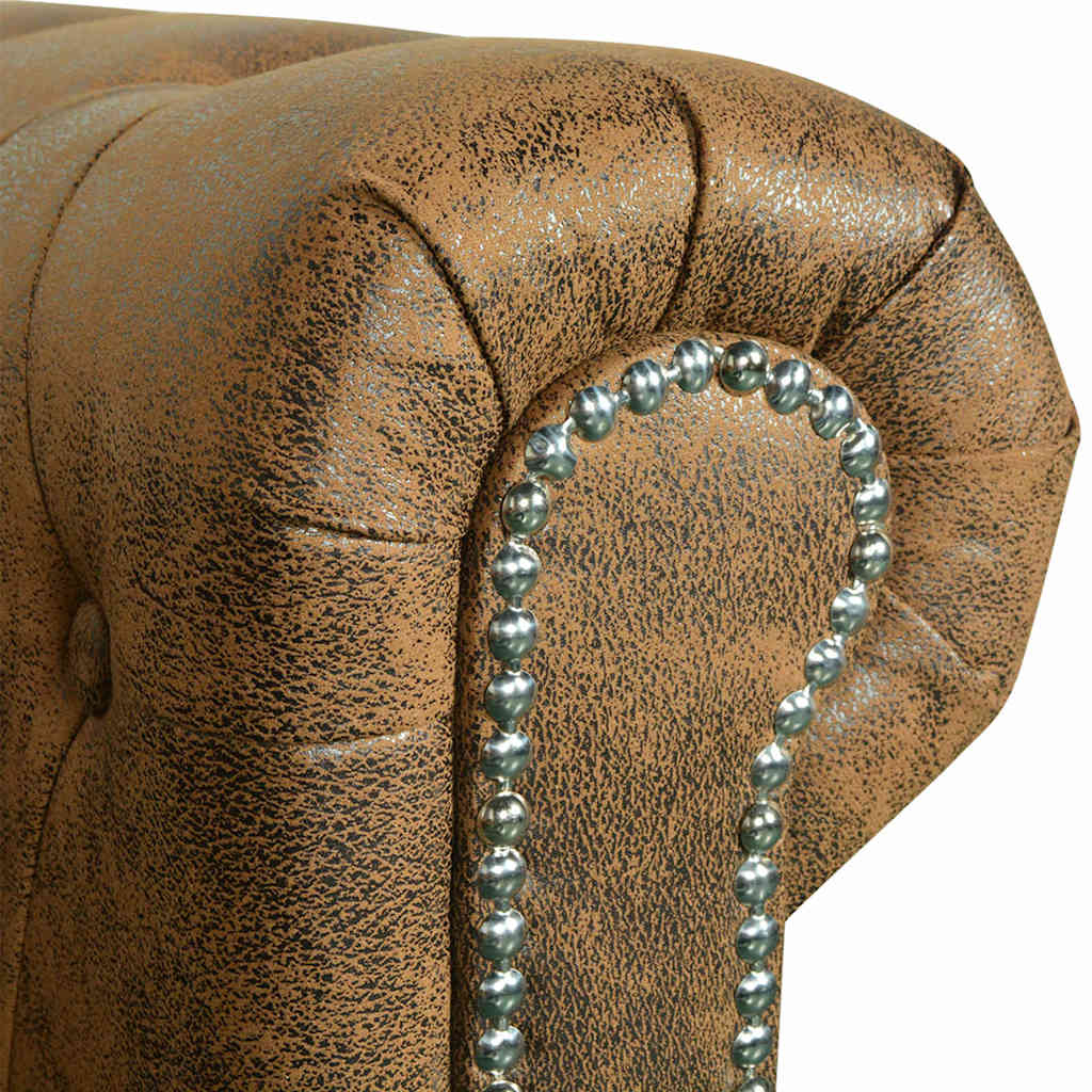 Chesterfield-Sofa 3-Sitzer Kunstleder Braun