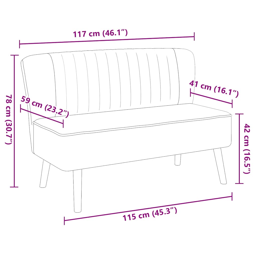 Sofa Stoff 117x55,5x77 Gelb
