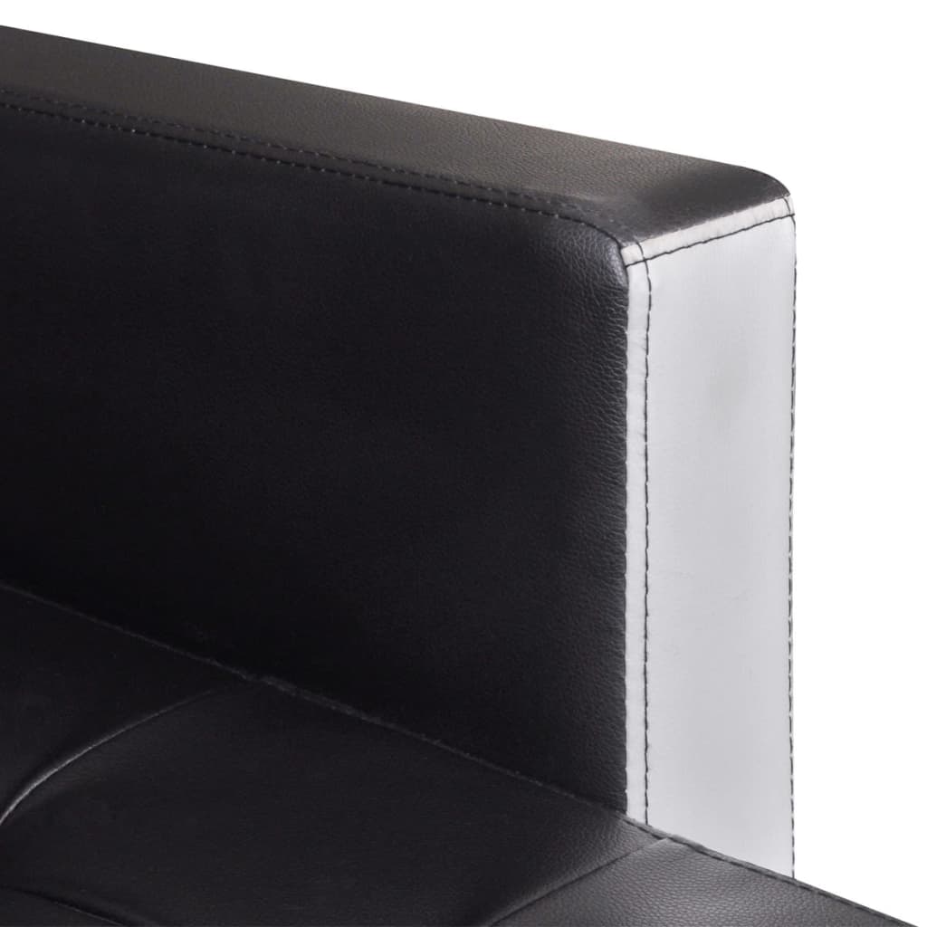 Schlafsofa L-Form Kunstleder Schwarz