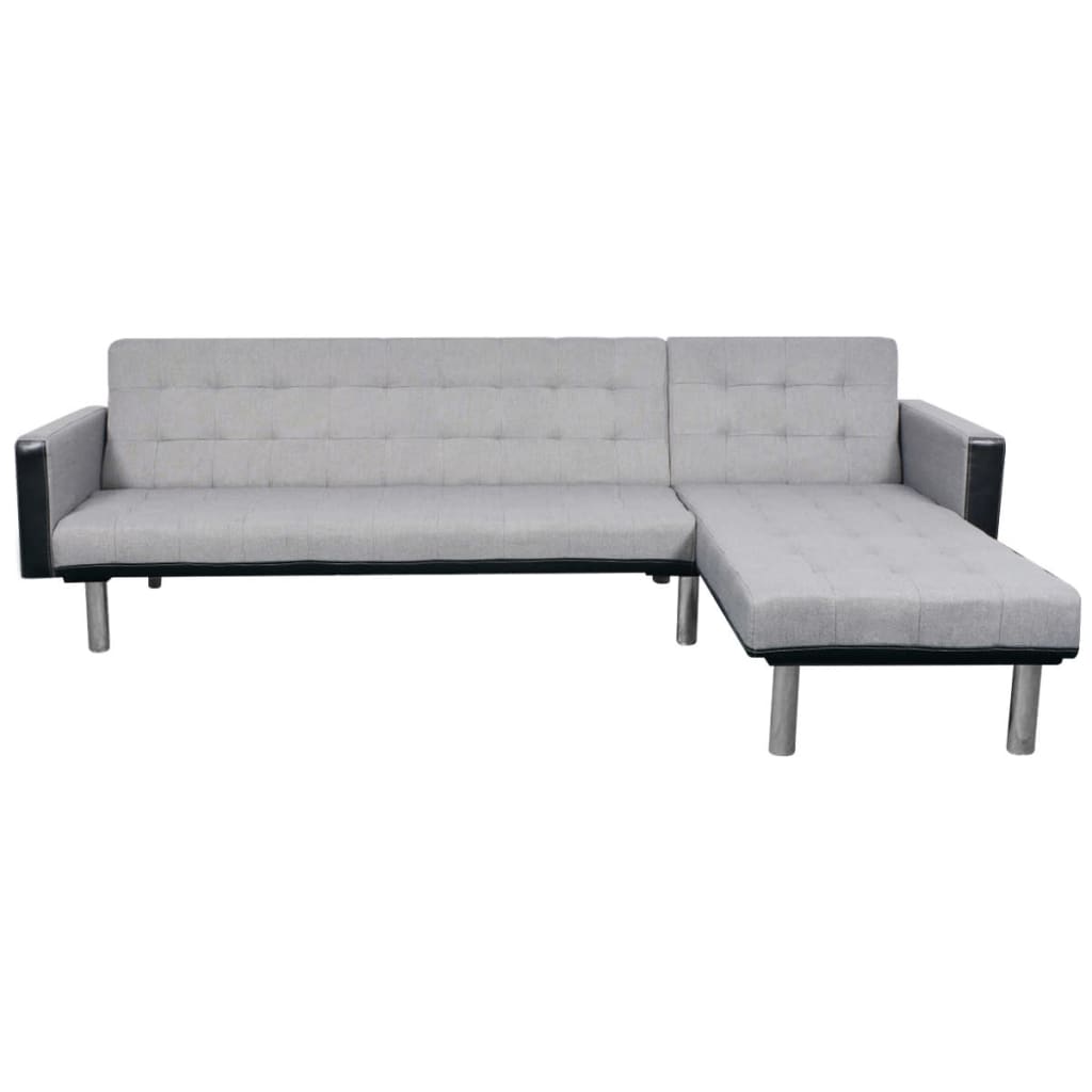 Schlafsofa in L-Form Stoff Schwarz und Grau