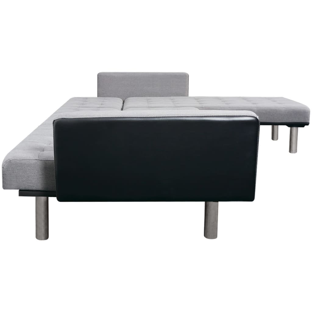 Schlafsofa in L-Form Stoff Schwarz und Grau