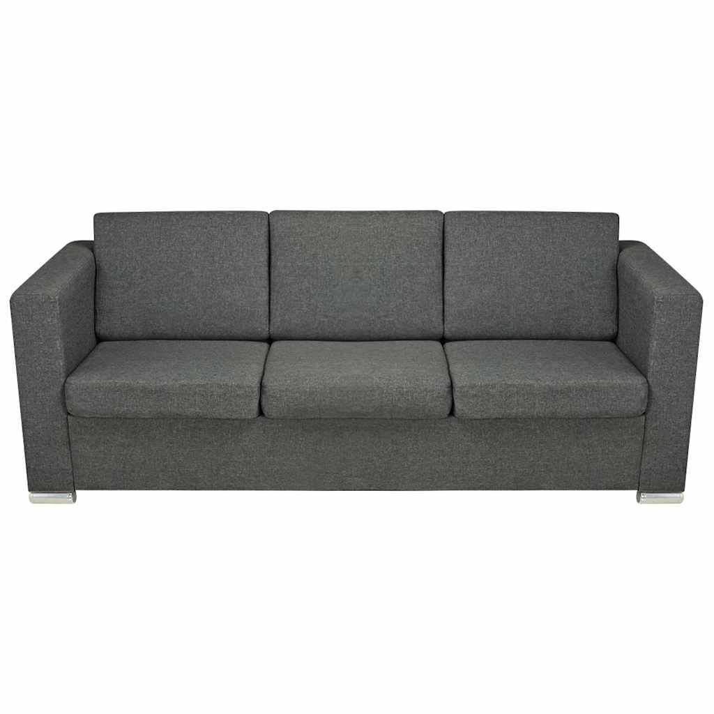 Dreiteilige Sofagarnitur Stoff Dunkelgrau