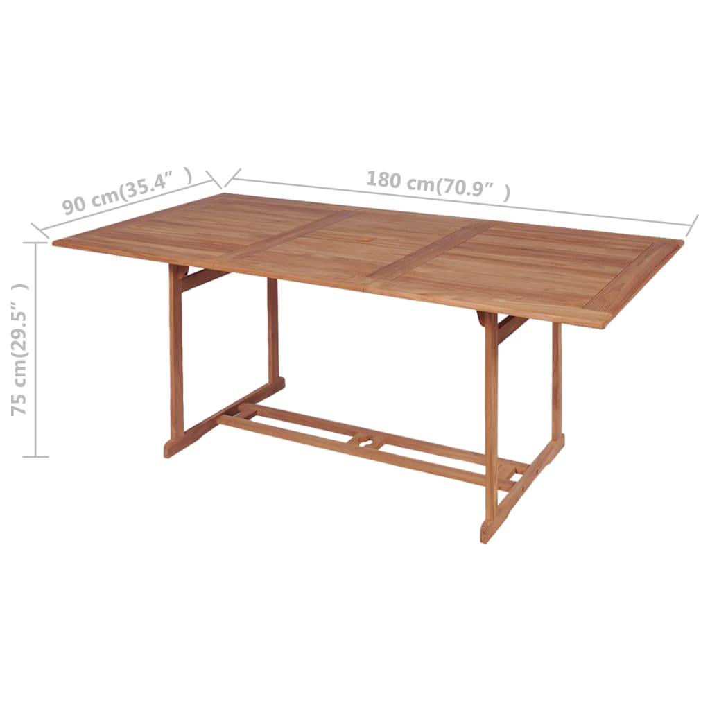 Gartentish 180x90x75 cm Teak Massivholz
