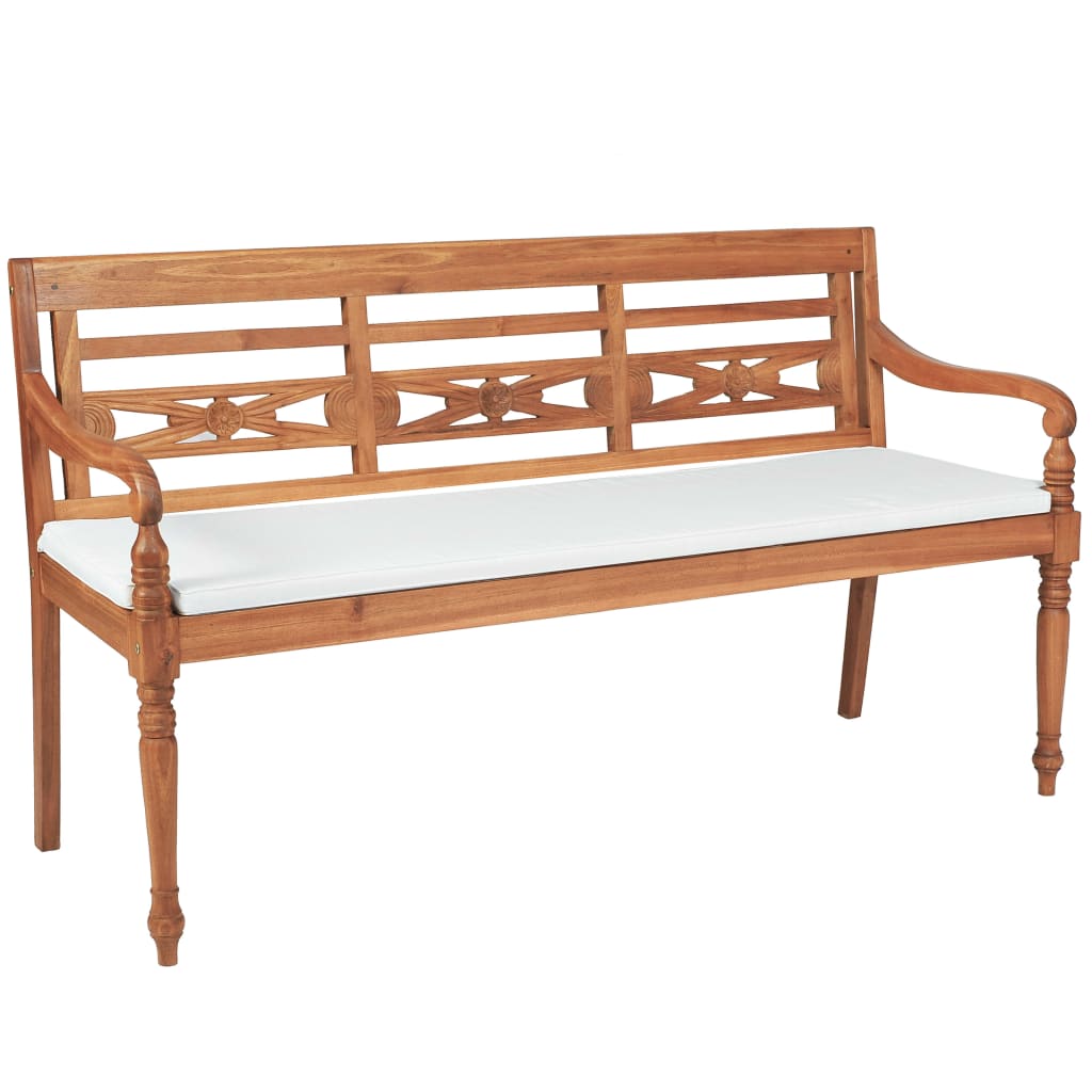 Batavia Gartenbank mit Polstern 150 cm Teak