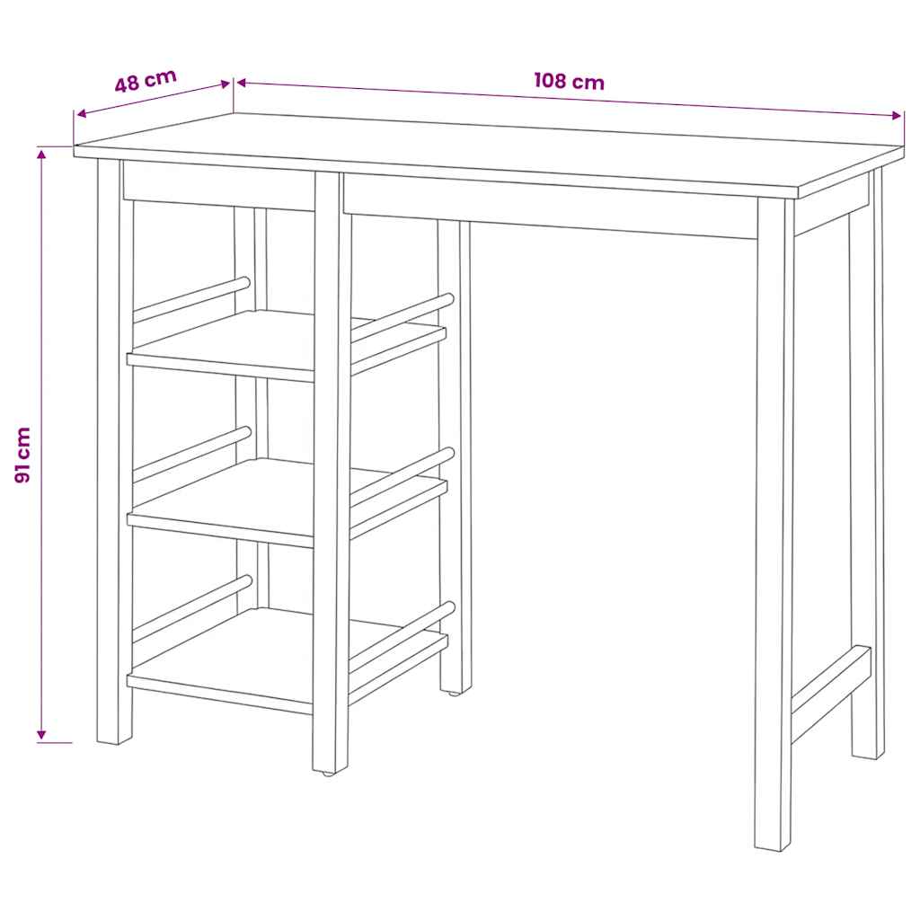 Bar Set 3 Stück MDF Weiß