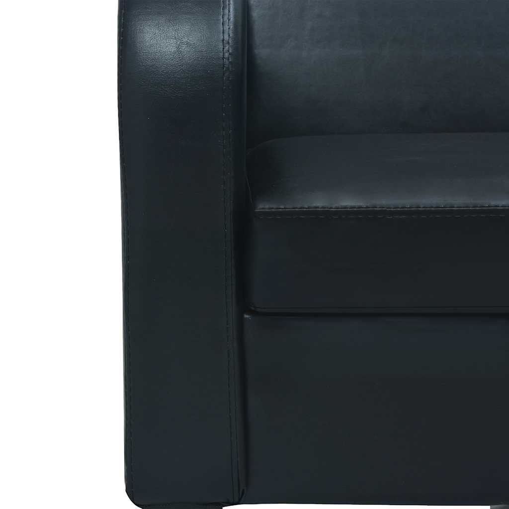 Sofa 2-Sitzer Kunstleder Schwarz