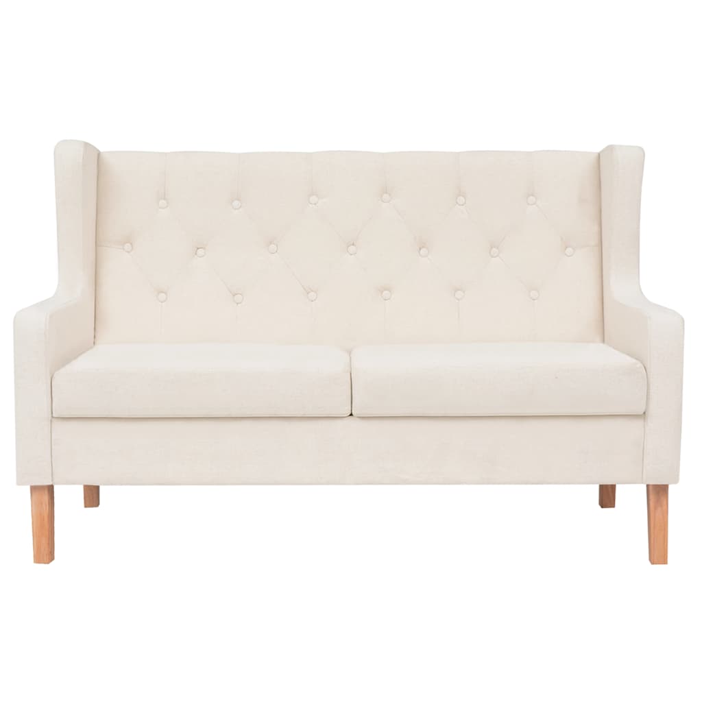 2-tlg. Sofa-Set Stoff Cremeweiß