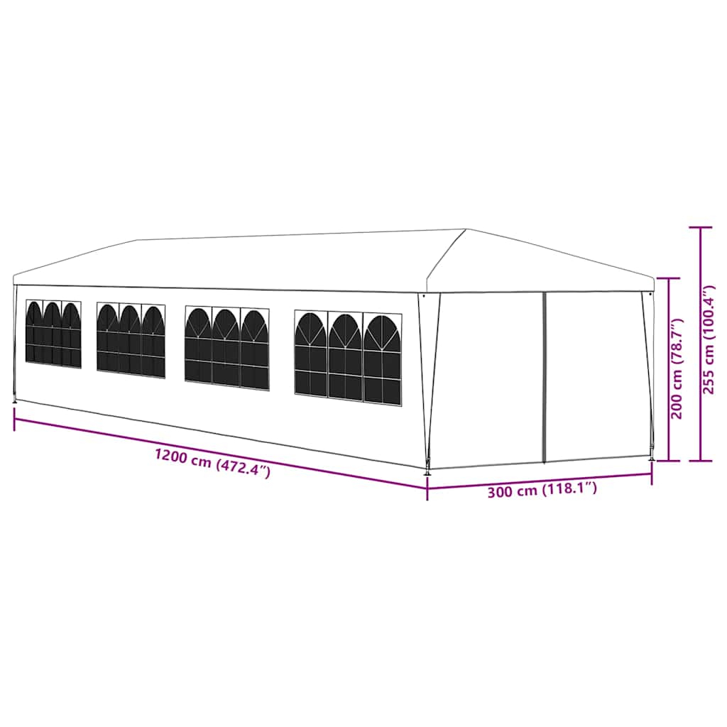 Gartenzelt 3x12 m Weiß