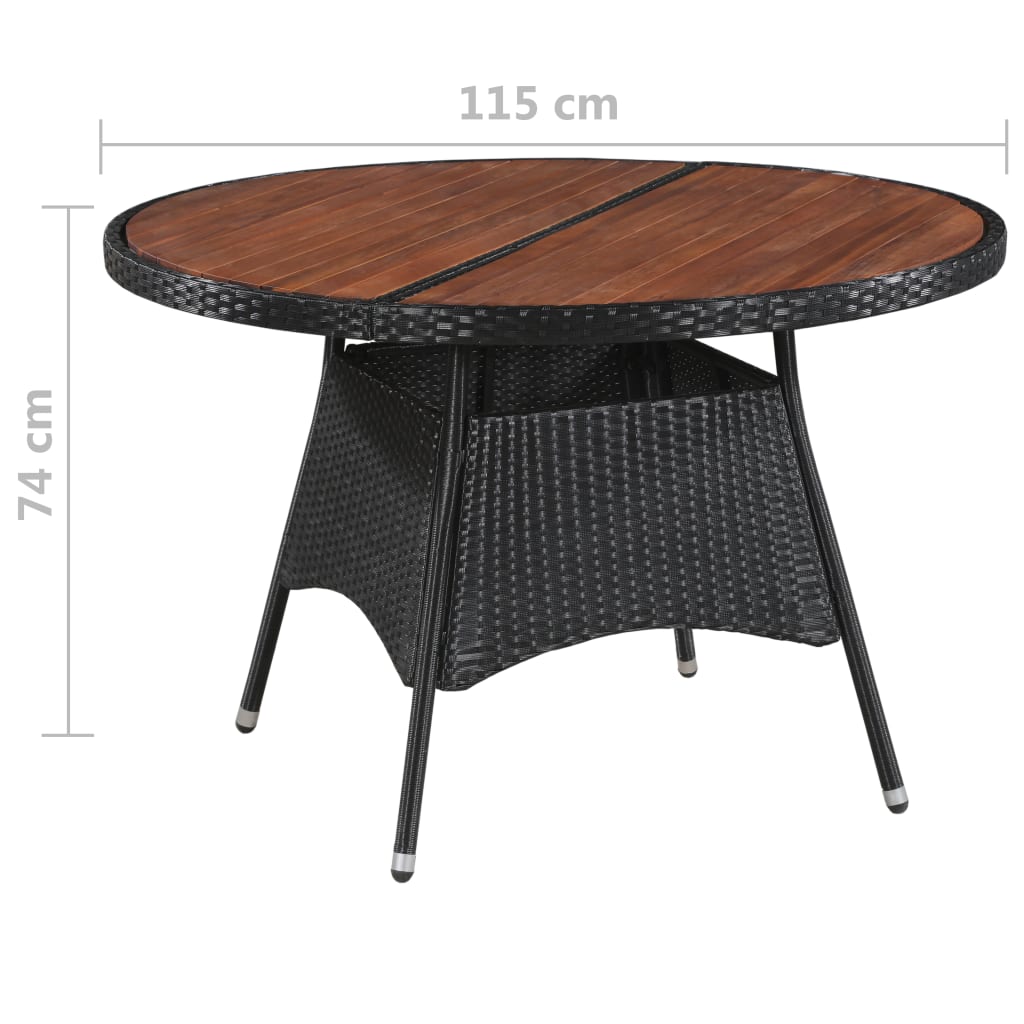 Gartentisch 115x74 cm Poly Rattan und Massivholz Akazie