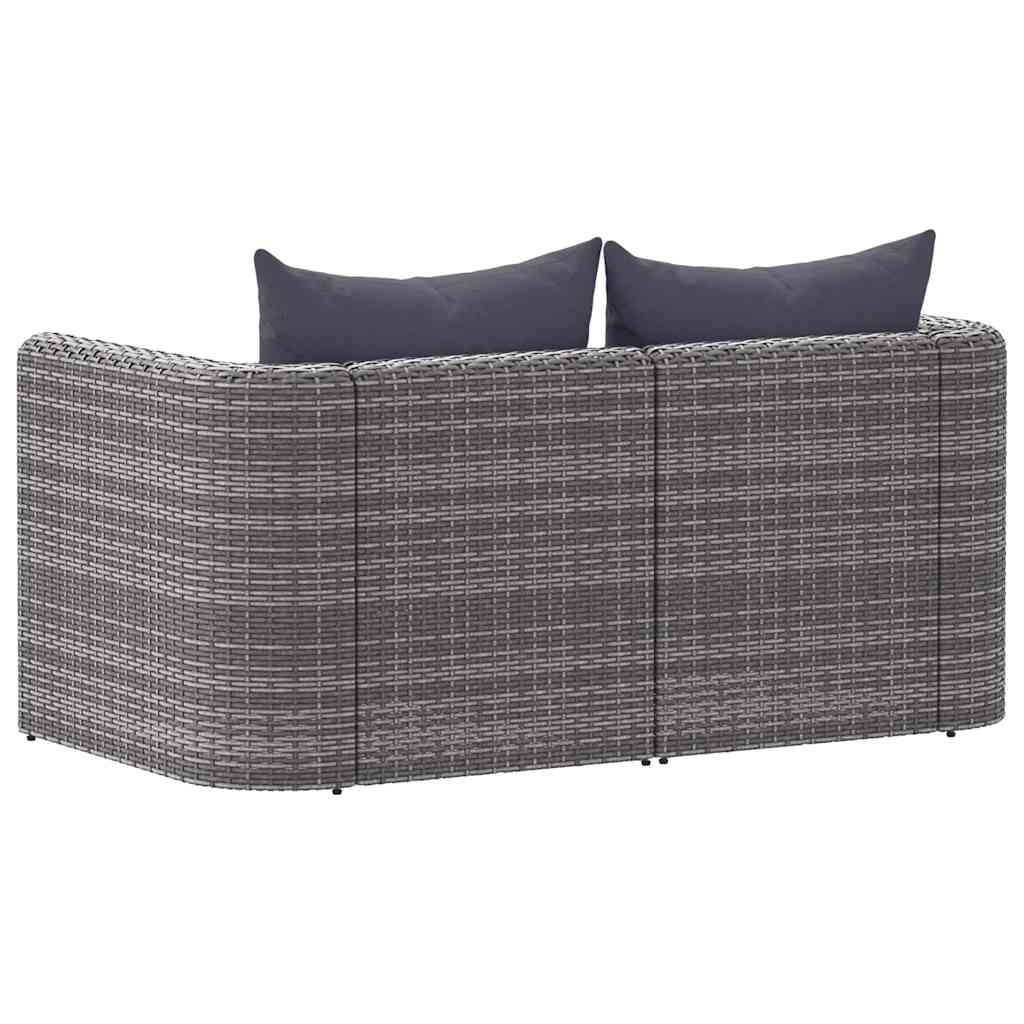 Garten-Ecksofas 2 Stk. Grau Poly Rattan