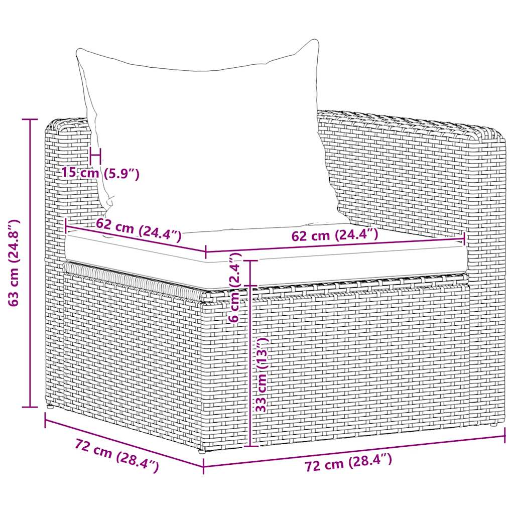 Garten-Ecksofas 2 Stk. Grau Poly Rattan
