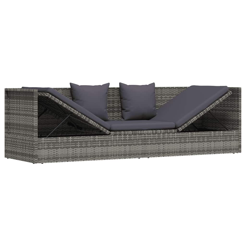 Garten-Sofabett 200x60 cm Poly Rattan Grau