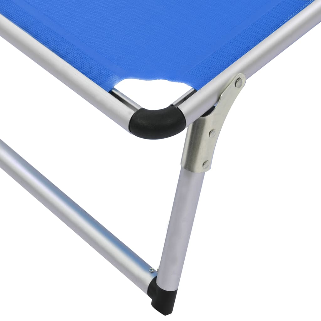 Sonnenliege Klappbar mit Sonnenschutz Alu und Textilene Blau