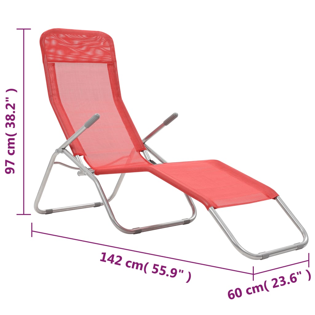 Klappliegen 2 Stk. Textilene Rot