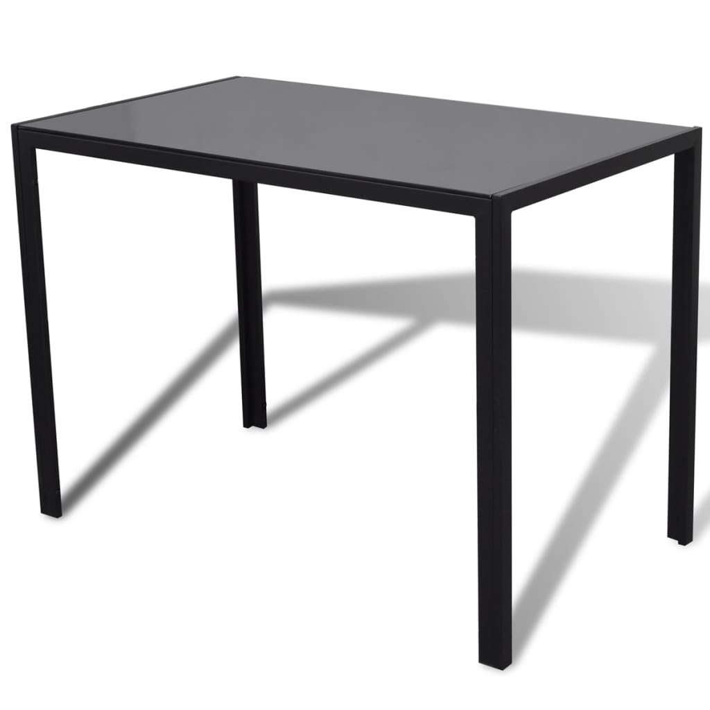 Essgruppe Tisch Stühle 5-tlg. Kunstleder Schwarz