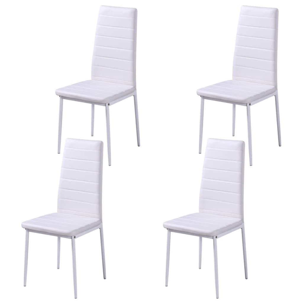 Essgruppe Tisch Stühle 5-tlg. Kunstleder Schwarz und Weiß