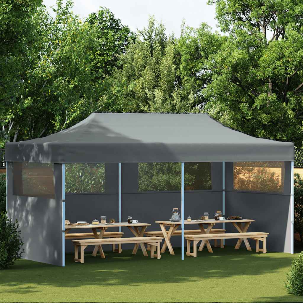 Pop-Up Partyzelt mit Seitenwänden Faltbar 3 x 6 m Anthrazit