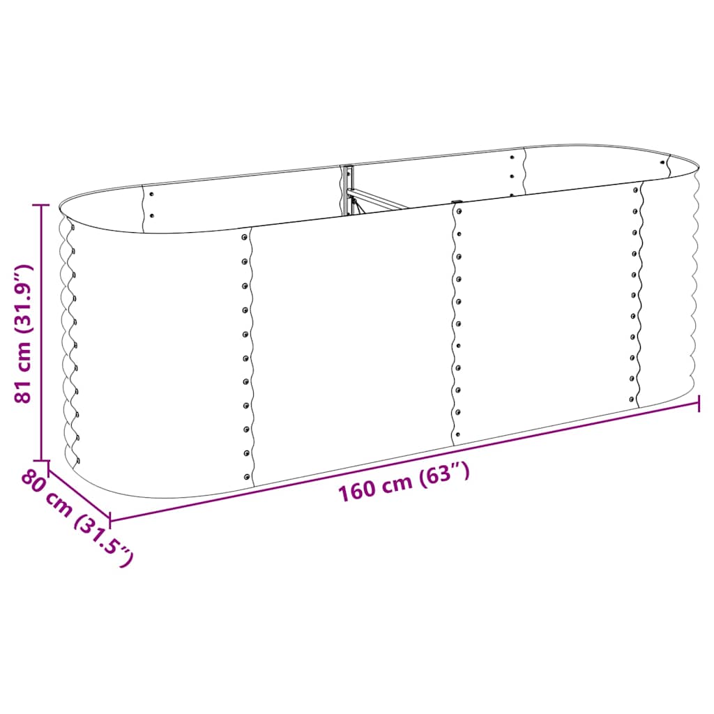 Garten-Hochbeet 240 x 80 x 81 cm Verzinkter Stahl Silbern