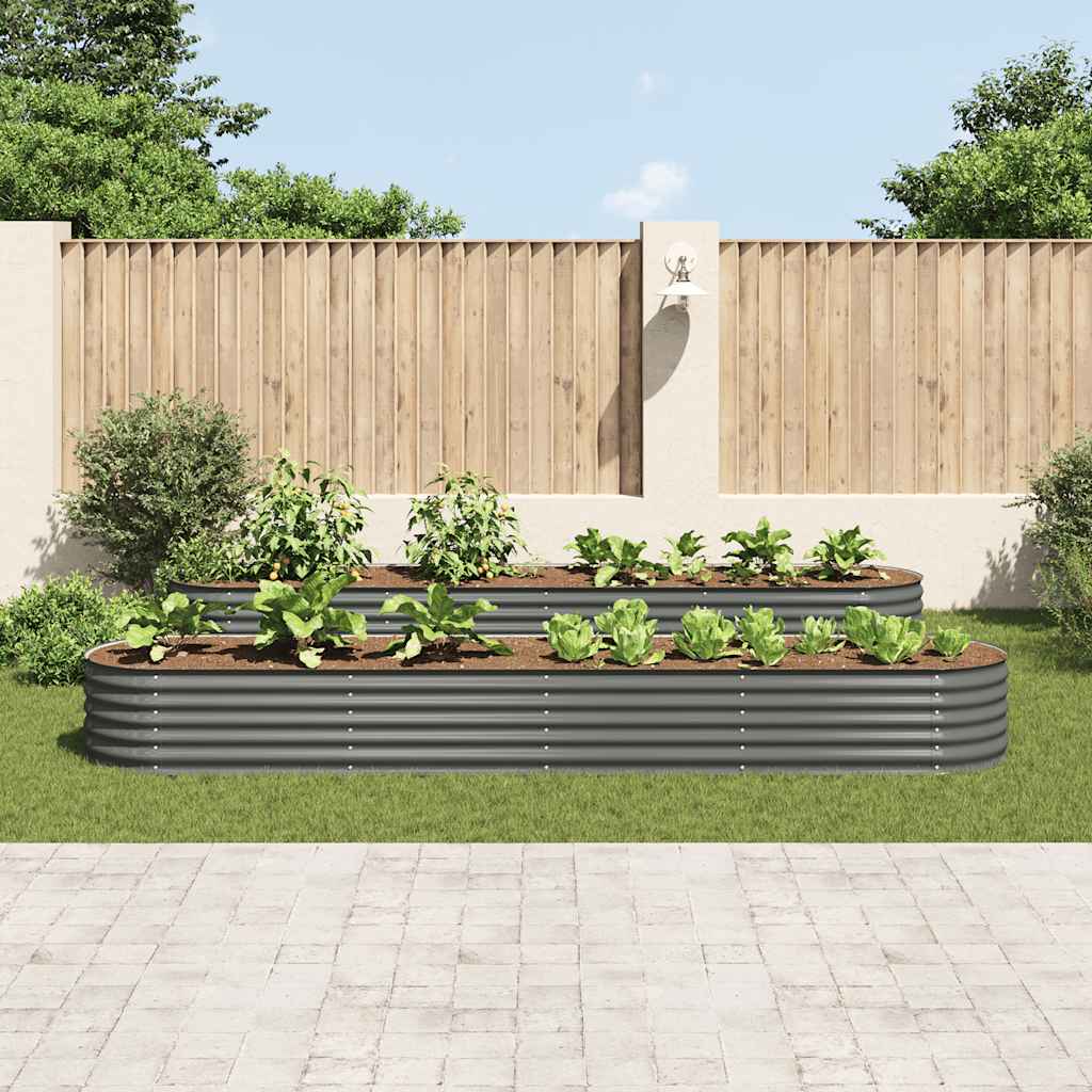 Garten-Hochbeet 400 x 80 x 44 cm Verzinkter Stahl Grau