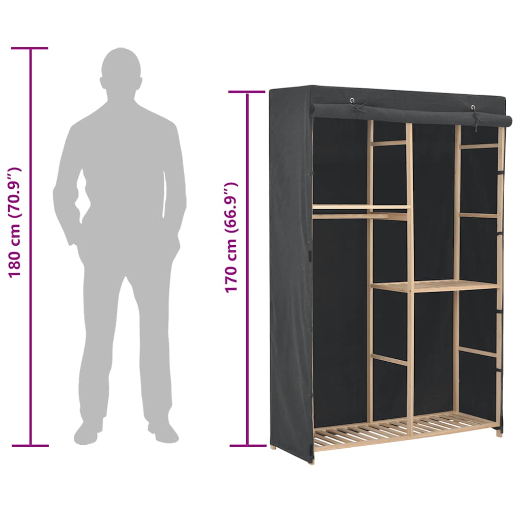 3-stufiger Kleiderschrank Grau 110 x 40 x 170 cm Stoff