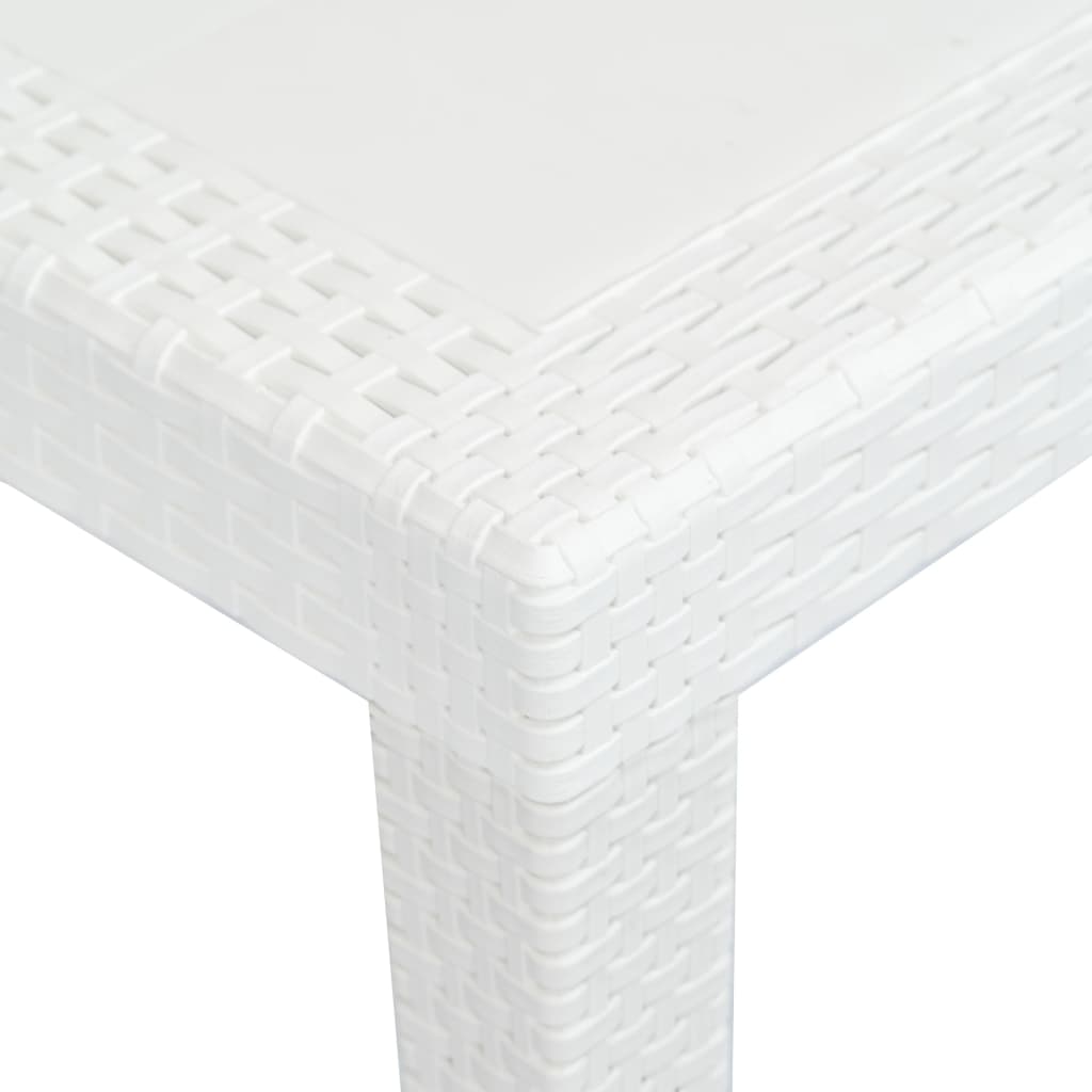 Gartentisch Weiß 220x90x72 cm Kunststoff Rattan-Optik