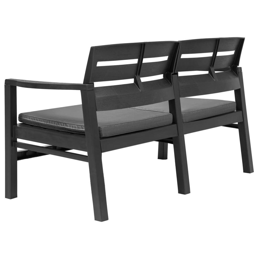2-Sitzer-Gartenbank mit Kissen Anthrazit 133 cm Kunststoff
