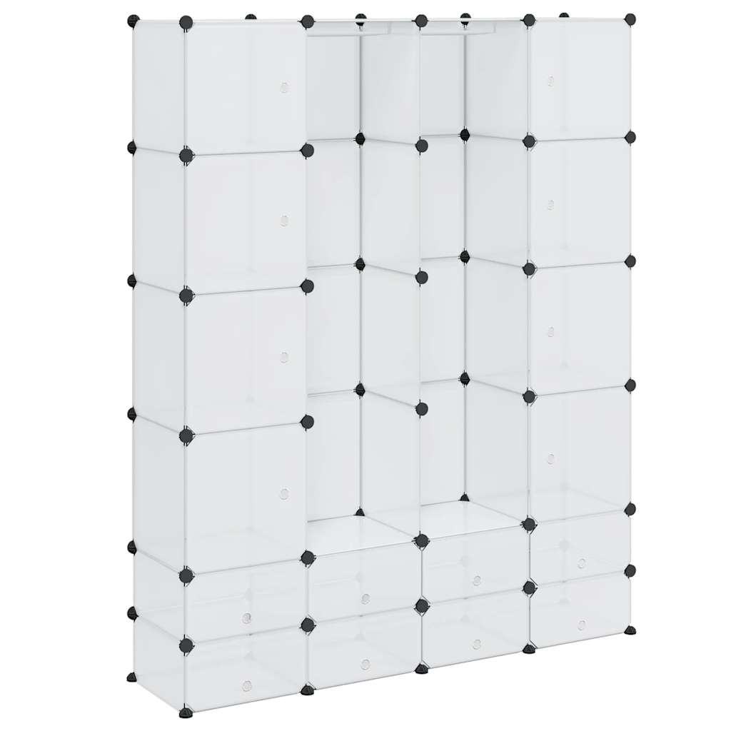 Modularer Schrank mit 18 Fächern Weiß 37x146x180,5 cm