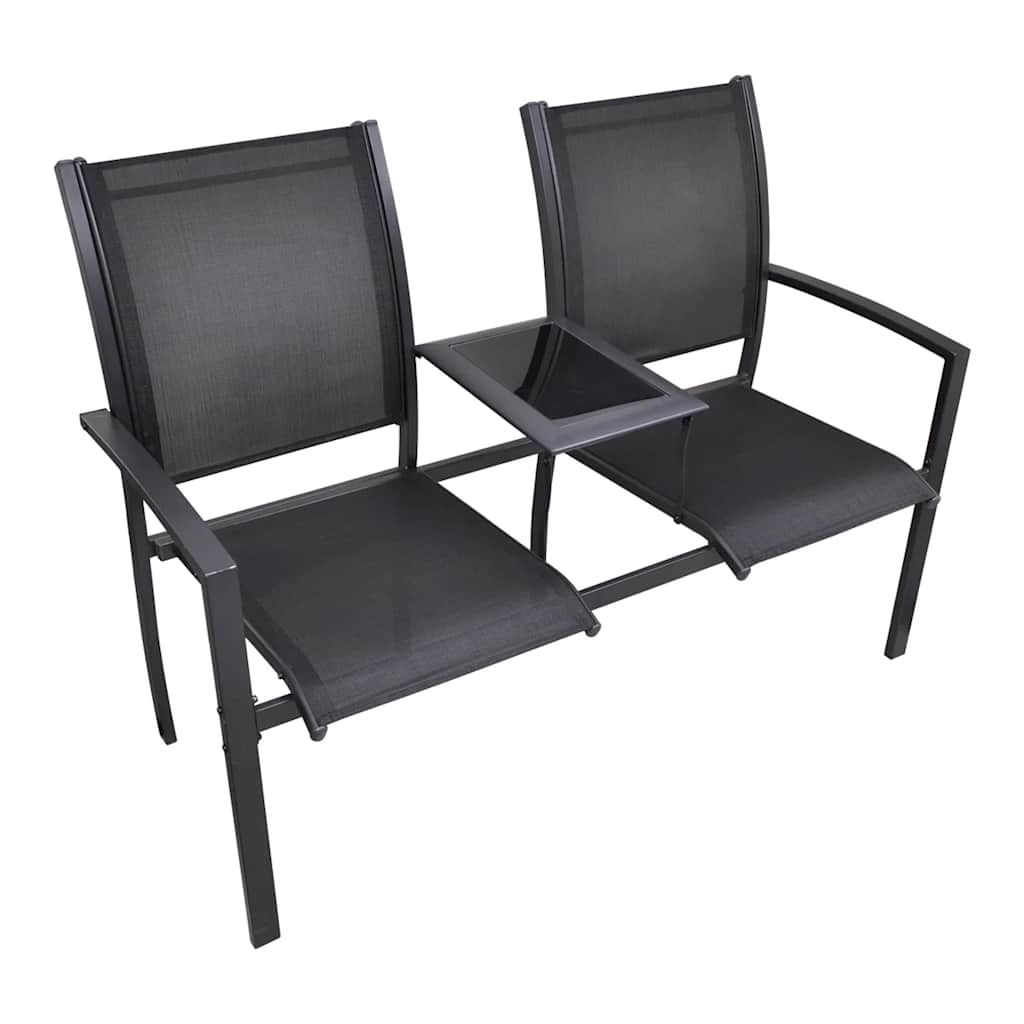 2-Sitzer-Gartenbank 131 cm Stahl und Textiline Schwarz