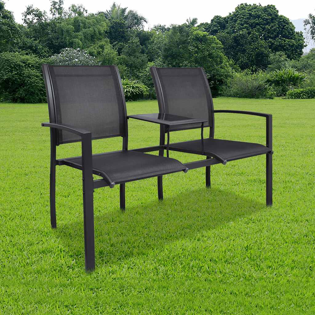 2-Sitzer-Gartenbank 131 cm Stahl und Textiline Schwarz