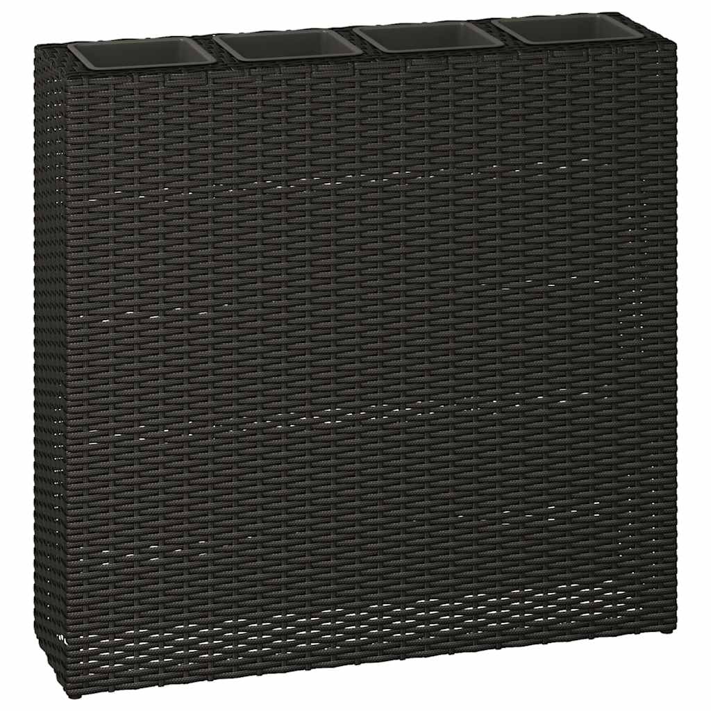 Garten-Hochbeet mit 4 Töpfen Poly Rattan Schwarz