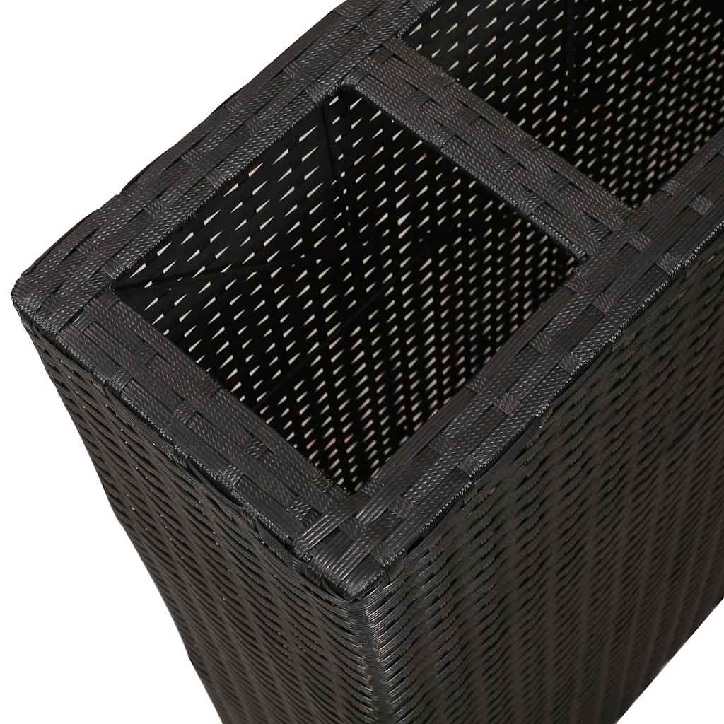 Garten-Hochbeet mit 4 Töpfen Poly Rattan Schwarz