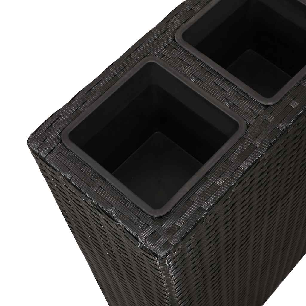 Garten-Hochbeet mit 4 Töpfen Poly Rattan Schwarz