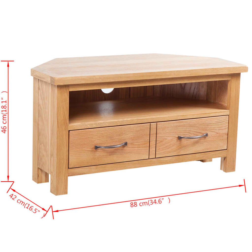 TV-Schrank mit Schublade 88x42x46 cm Massivholz Eiche